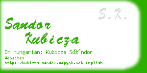 sandor kubicza business card